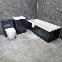 Steph Single Ended Bathroom Suite With Ross Anthracite Gloss Vanity Units & Taps