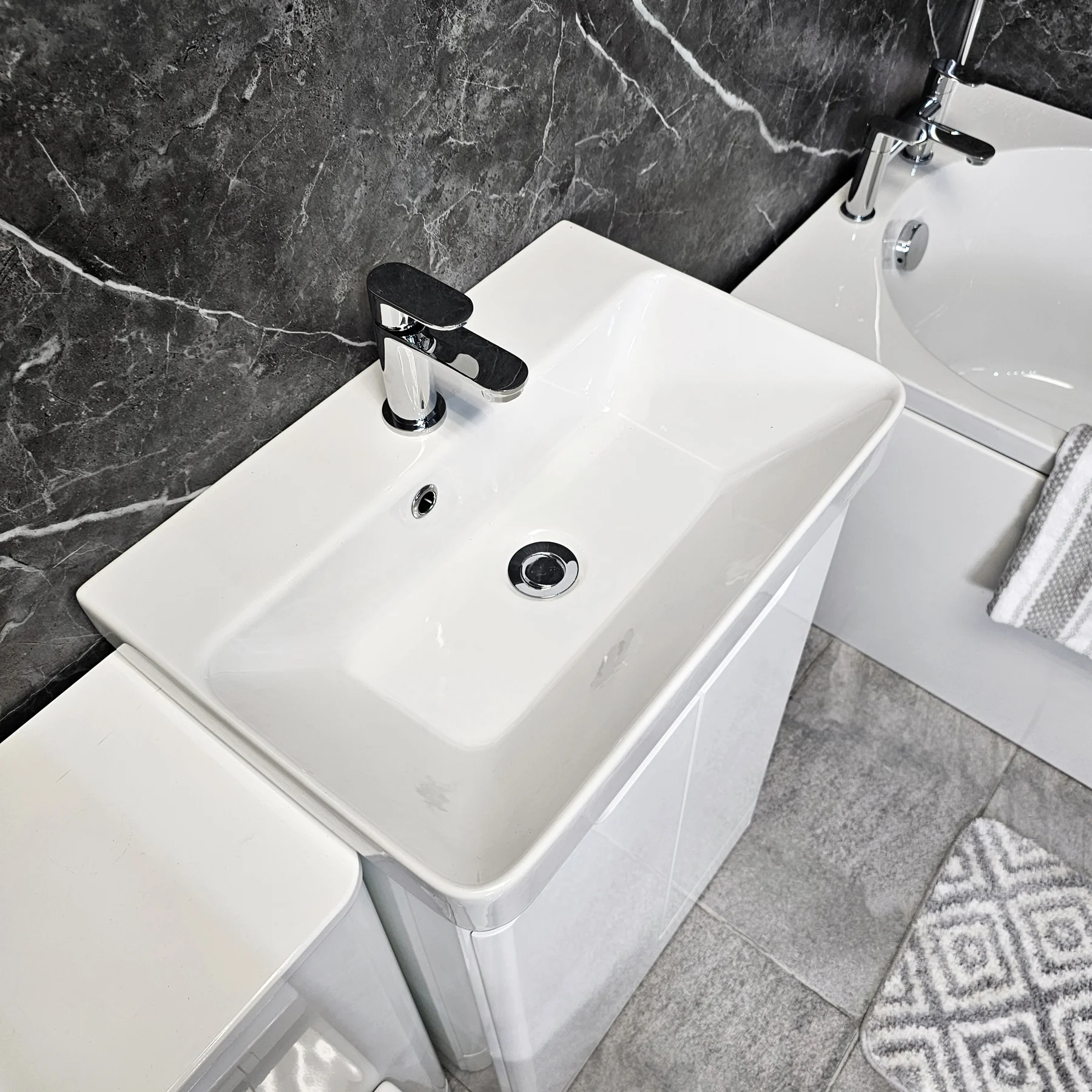 Steph Single Ended Bathroom Suite With Ross White Gloss Vanity Units With Taps 5 Steph Single Ended Bathroom Suite With Ross White Gloss Vanity Units With Taps - Image 3