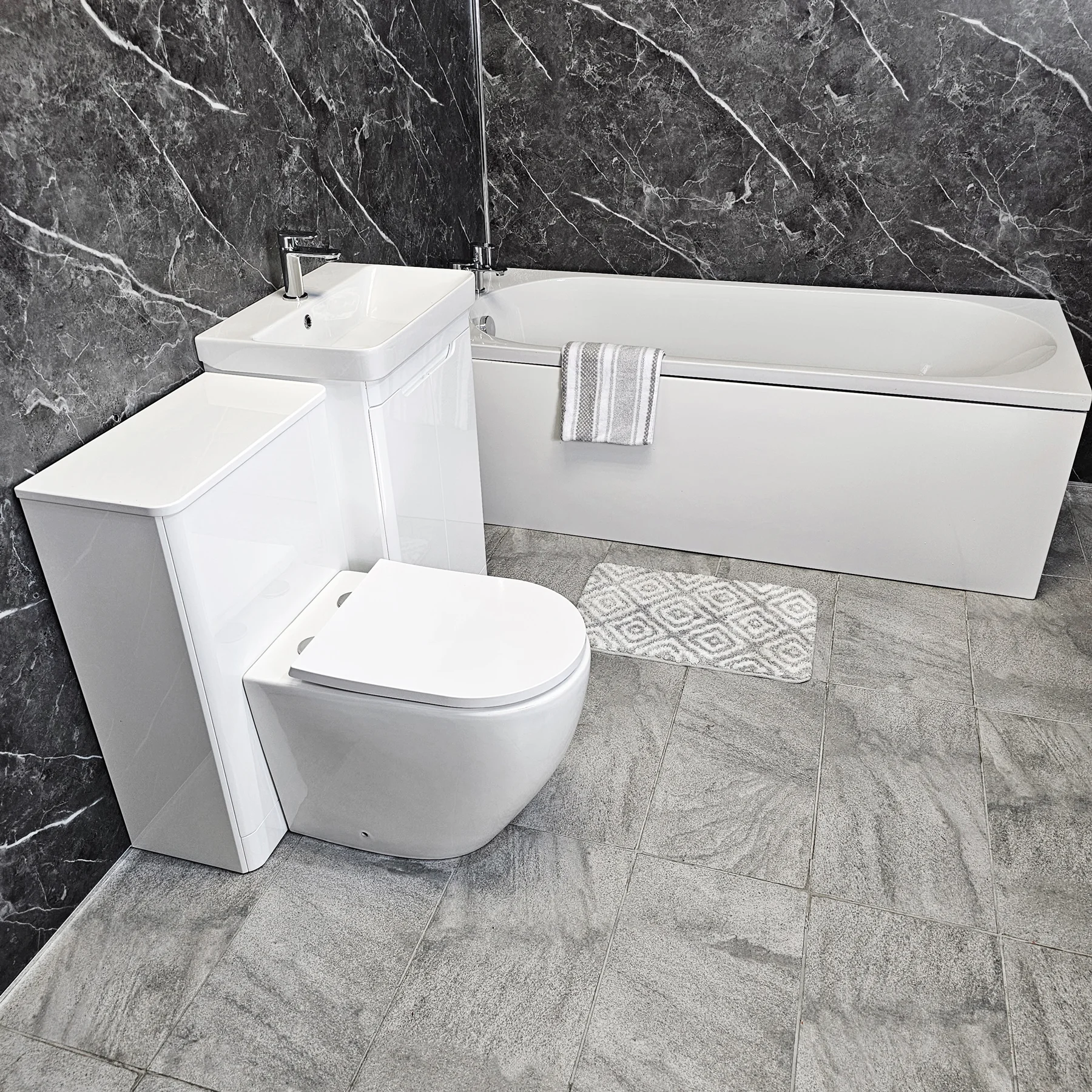 Steph Single Ended Bathroom Suite With Ross White Gloss Vanity Units With Taps 8 Steph Single Ended Bathroom Suite With Ross White Gloss Vanity Units With Taps - Image 6