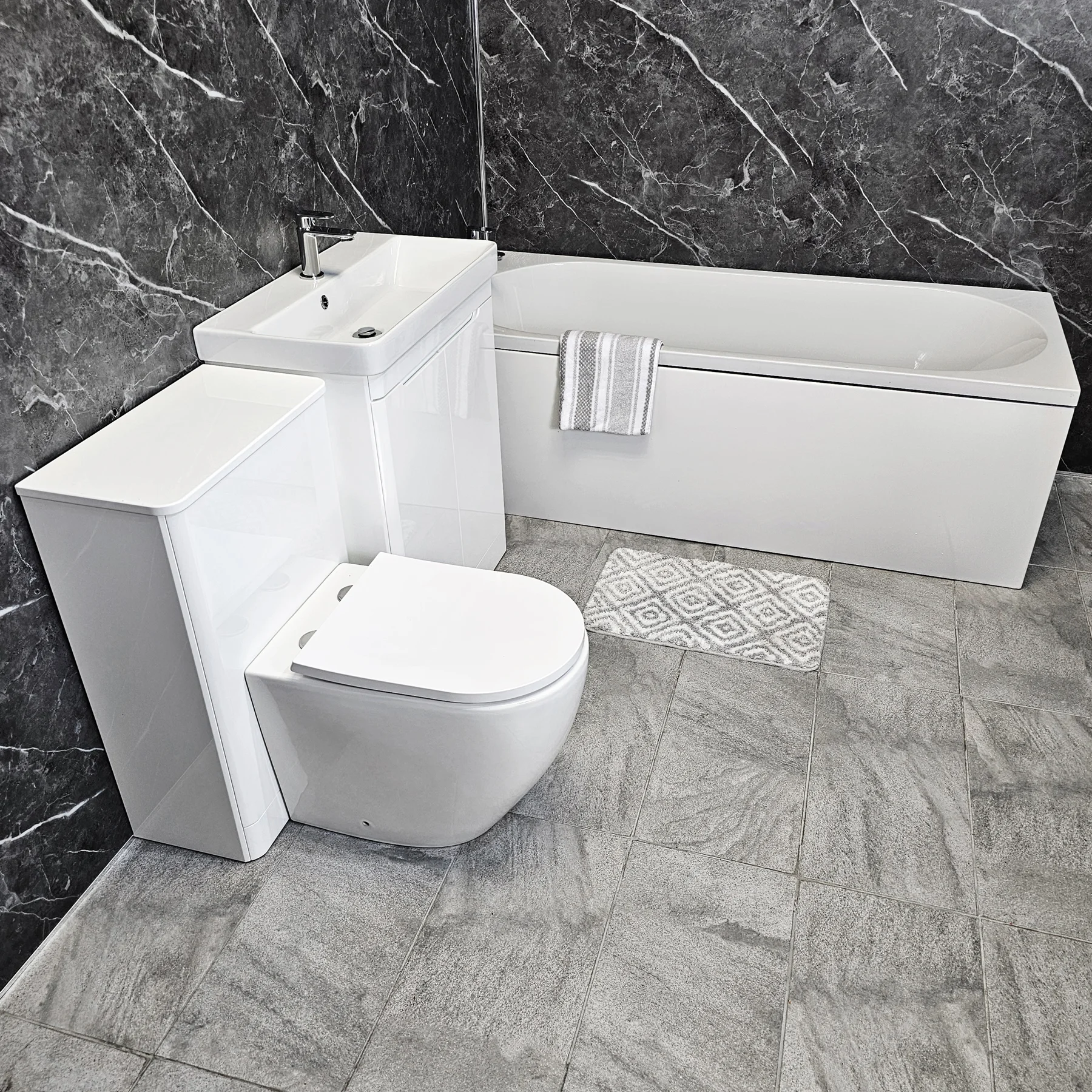 Steph Single Ended Bathroom Suite With Ross White Gloss Vanity Units With Taps 10 Steph Single Ended Bathroom Suite With Ross White Gloss Vanity Units With Taps - Image 8