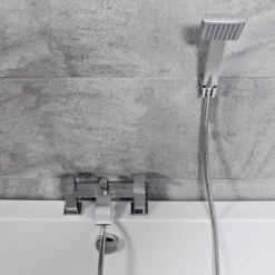 Amy Curved Bath Shower Mixer Filler Tap – Modern Solid Brass Chrome Bathroom