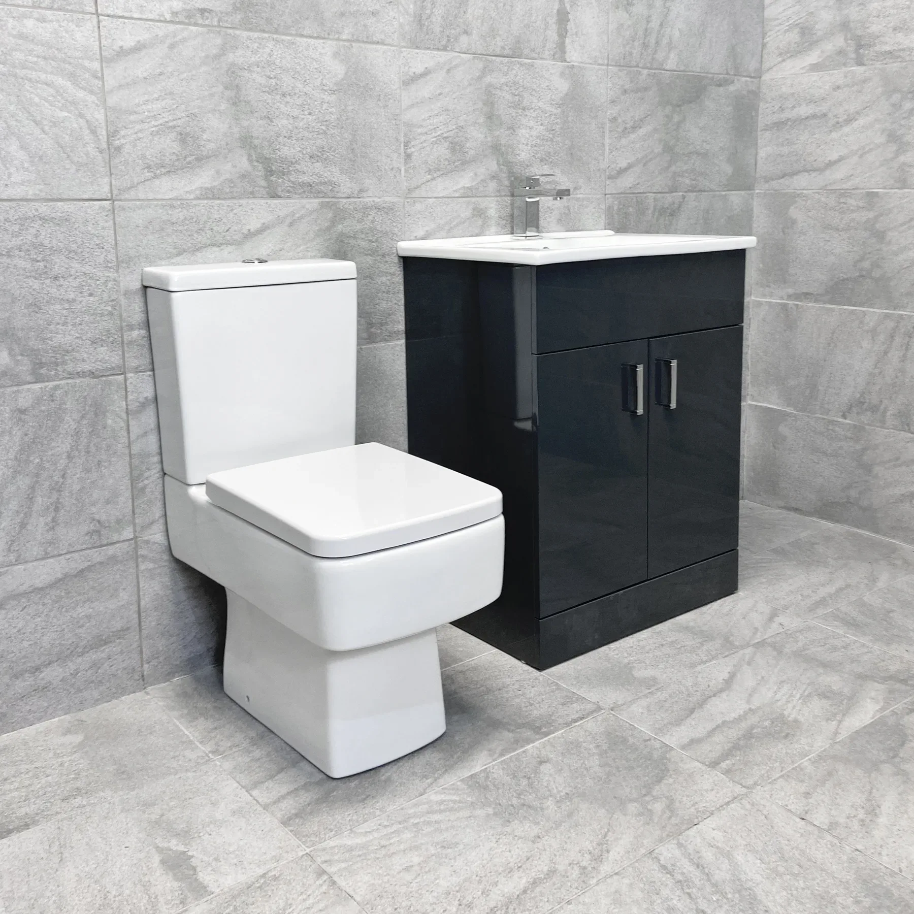 Tess Anthracite Square Vanity Unit Ceramic Basin & Bliss Square Toilet Set 5 Tess Anthracite Square Vanity Unit Ceramic Basin & Bliss Square Toilet Set - Image 3