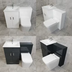 Hydros Tess Luxury 1050mm Bathroom Vanity Set Sink Basin + Square Style Toilet