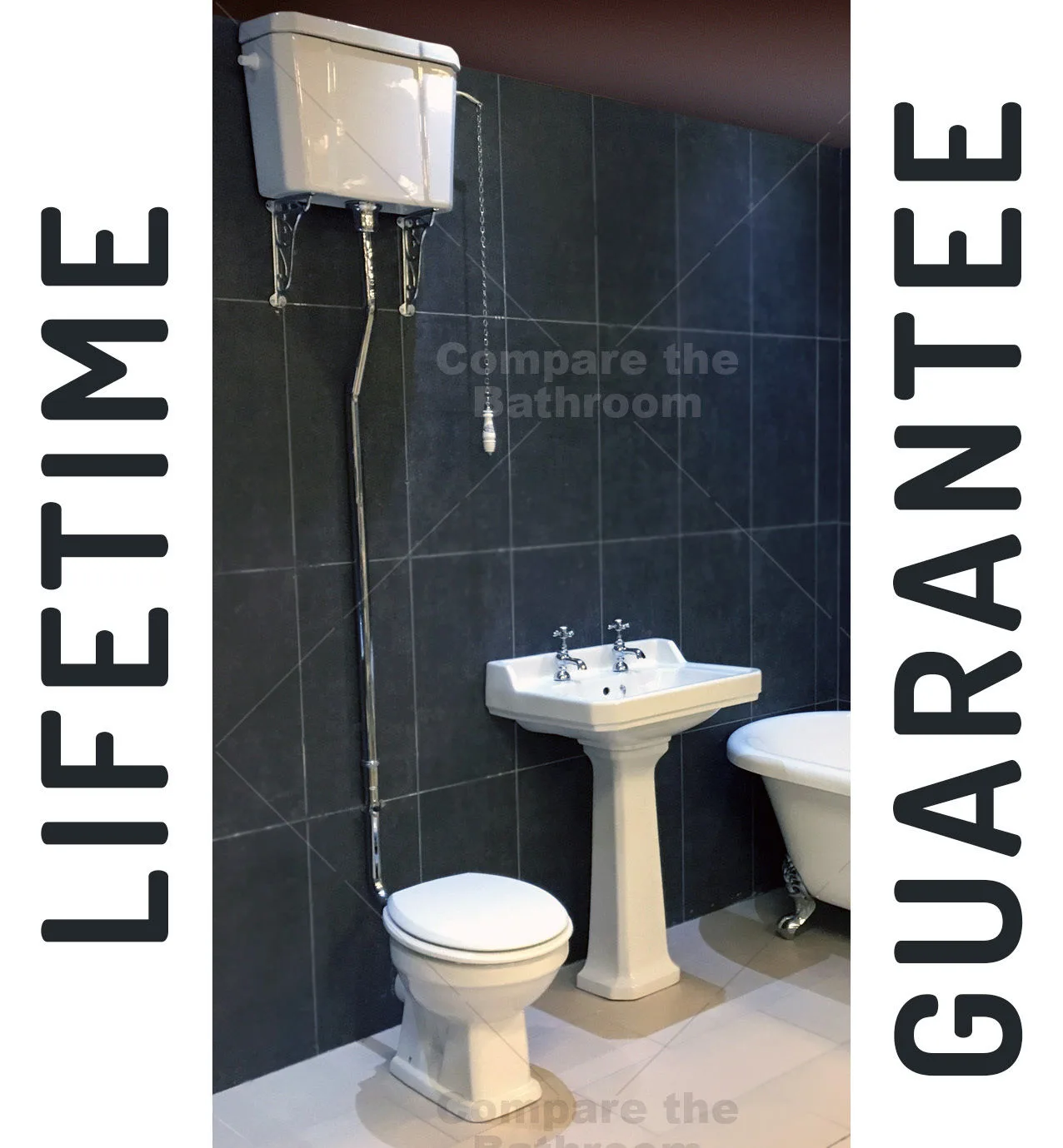 Traditional Victorian High Level Toilet + Basin Set Bathroom Suite WC + Sink 4 Traditional Victorian High Level Toilet + Basin Set Bathroom Suite WC + Sink - Image 2