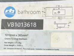STYLE SELECTIONS Sales -UK Bathroom Products Sales 2024 VB1013618 1010x365mm x 46 Basin label jpg webp