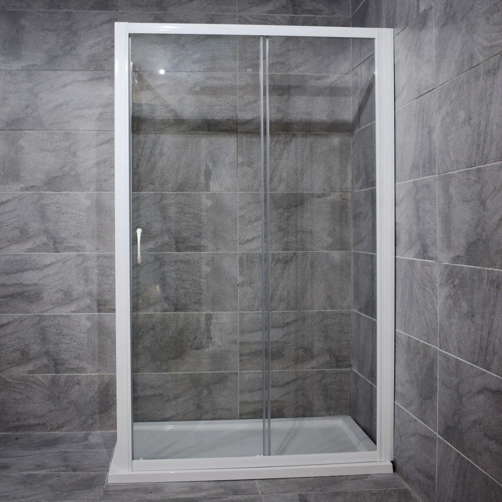 Andromeda 1000mm Or 1200mm Sliding Shower Door Cubicle + Tray Option White 4 Andromeda 1000mm Or 1200mm Sliding Shower Door Cubicle + Tray Option White - Image 2
