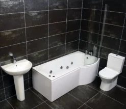 Compact Shower Bath Suite Inc. Screen + Taps + Whirlpool – Right Hand Option