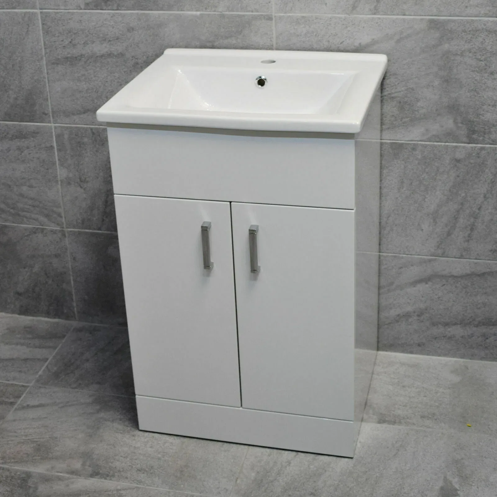 Naomi 500mm Square Vanity Unit + Ceramic Basin Sink Bathroom Storage Cloakroom 4 Naomi 500mm Square Vanity Unit + Ceramic Basin Sink Bathroom Storage Cloakroom - Image 2