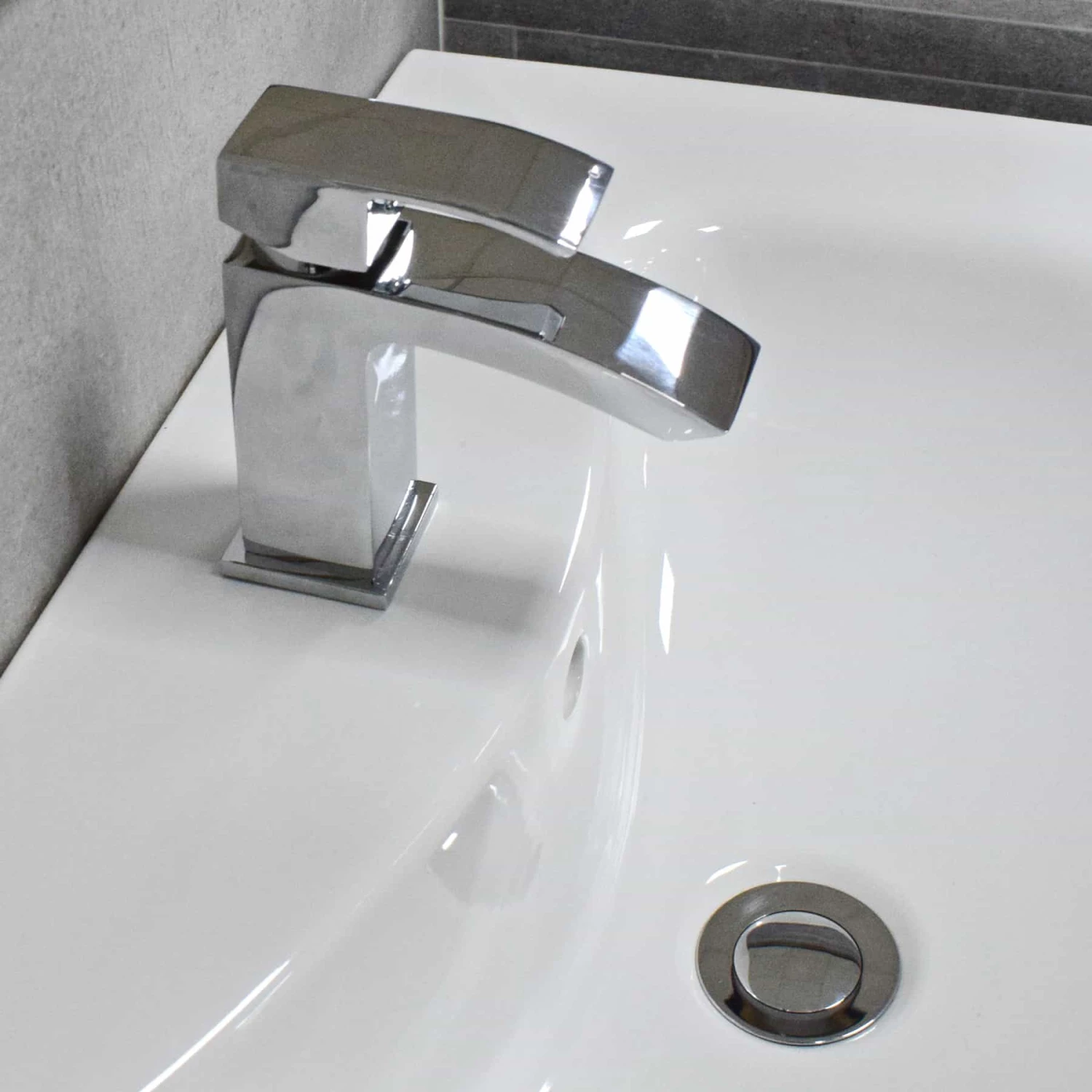 Griselle Close Coupled Toilet + 550mm Walnut Bathroom Basin Unit Set Cloakroom 5 Griselle Close Coupled Toilet + 550mm Walnut Bathroom Basin Unit Set Cloakroom - Image 3