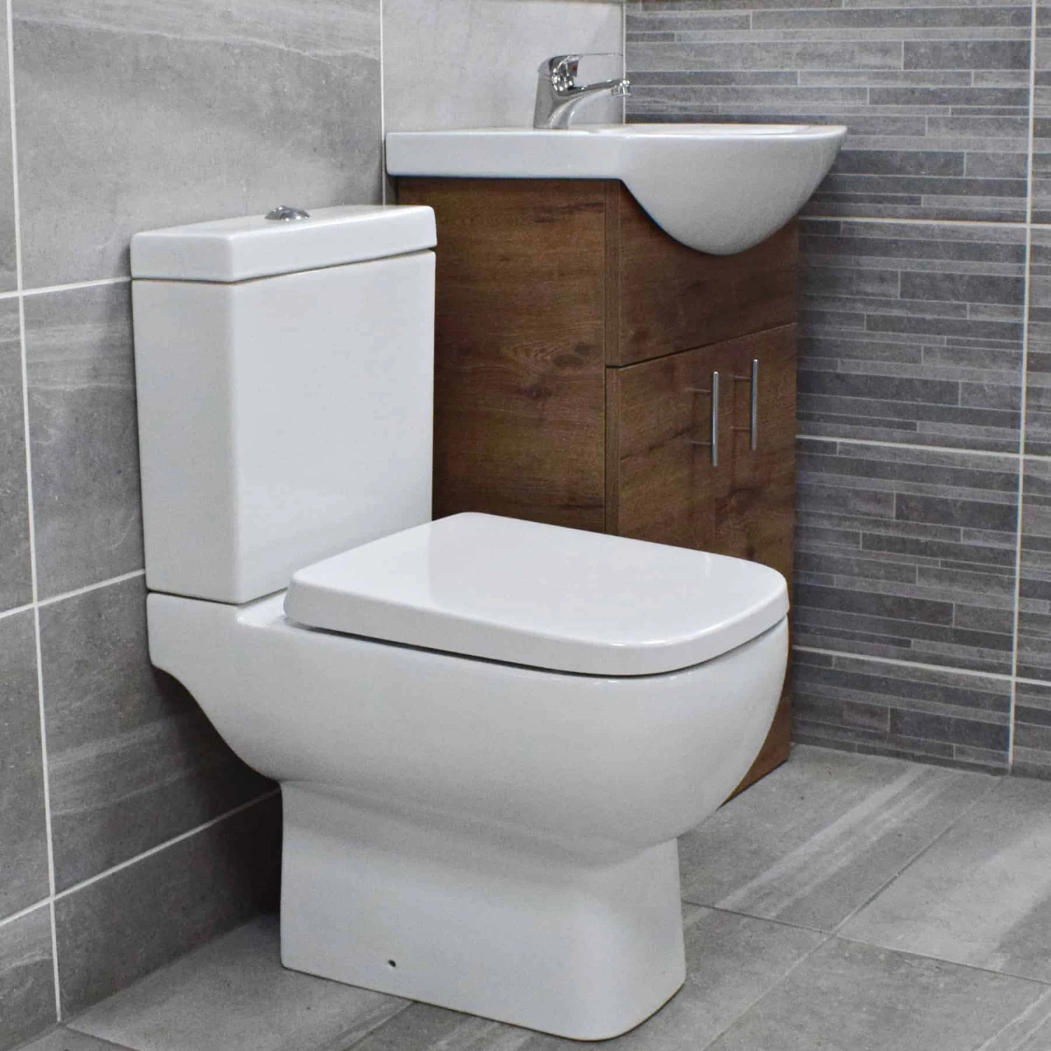 Rak Series 600 Toilet + 550mm Walnut Bathroom Basin Sink Unit Set Cloakroom 6 Rak Series 600 Toilet + 550mm Walnut Bathroom Basin Sink Unit Set Cloakroom - Image 4