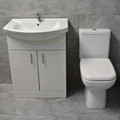 Rak Origin Compact Toilet + Vanity Basin Sink Unit Cloakroom Set Ensuite -UK Bathroom Products Sales 2024 kit710 RAK Origin St Moritz 550 650 front